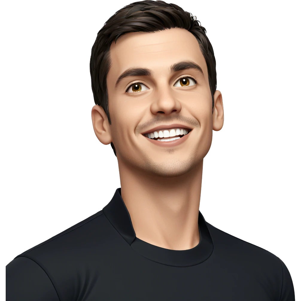 smiling boy in black shirt emoji