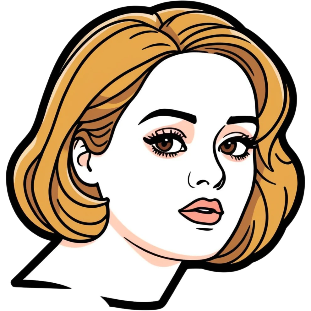 8k, 5000x5000px resolution, clean, smooth, thin lines, ultra detailed, hyperrealism, celebrity, best selling singer, Adele 2019. Glossy appearance, clean thin lines, vivid, clean appearance.  emoji