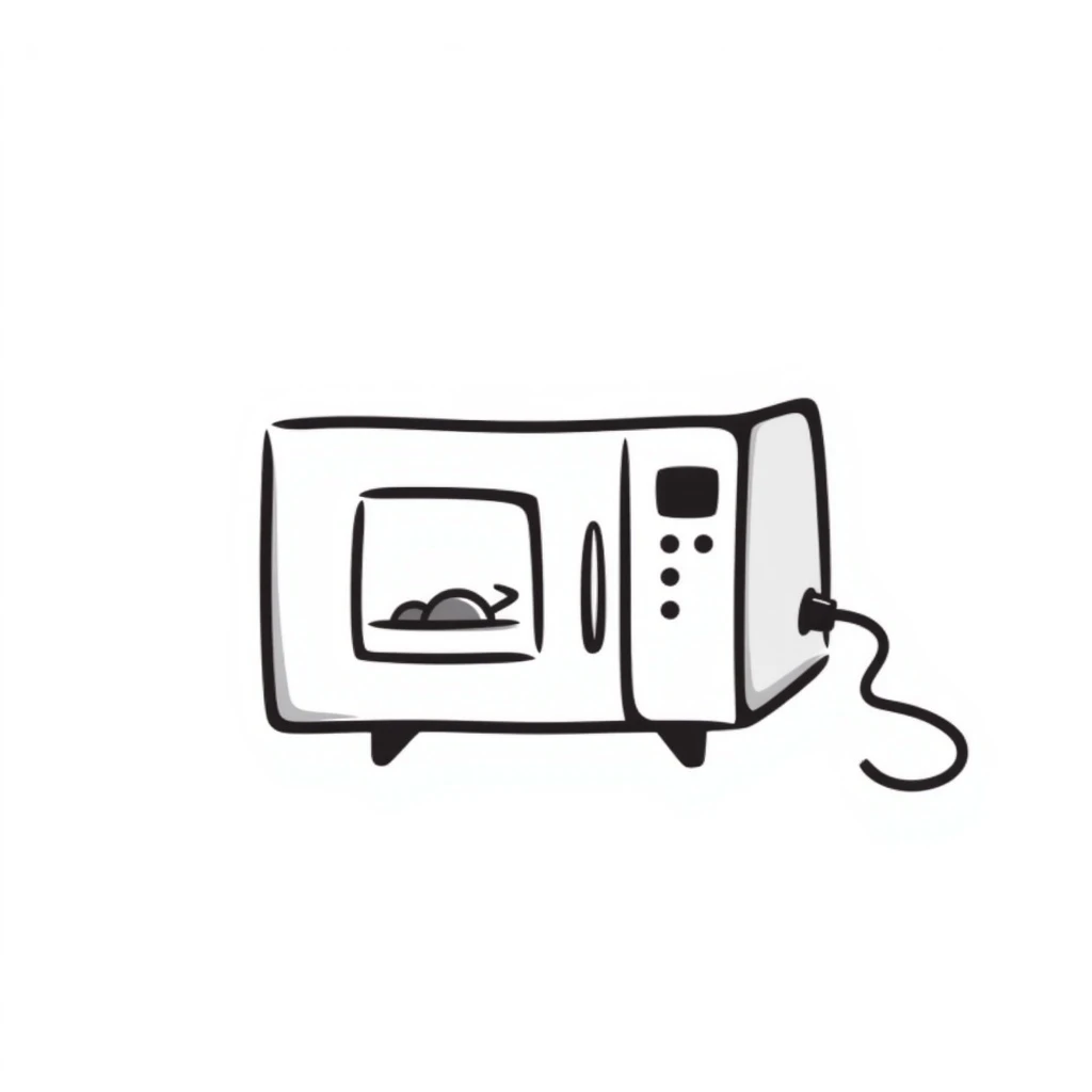 hand-drawn doodle of a microwave oven emoji