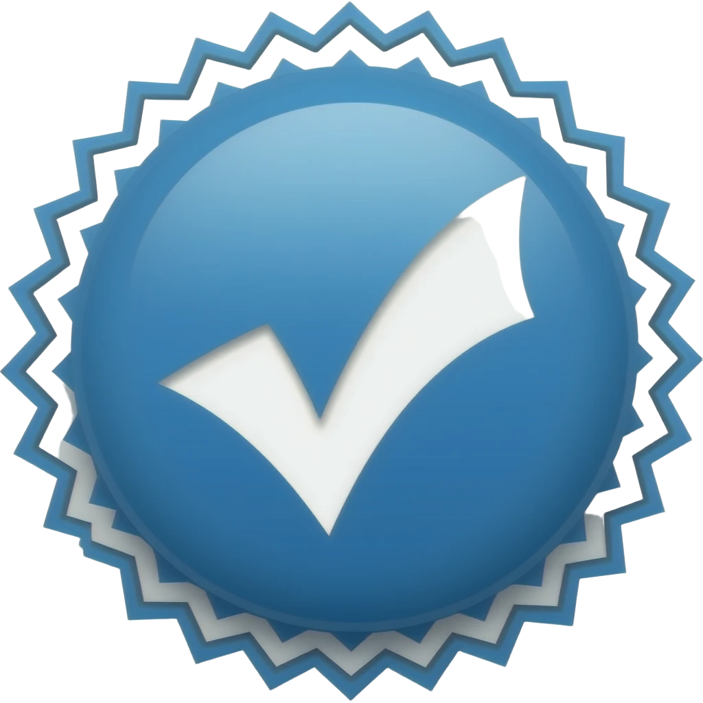 Make a emoji of blue  meta verified sign in circle all blue with only white tick and circle sides is zig zag emoji