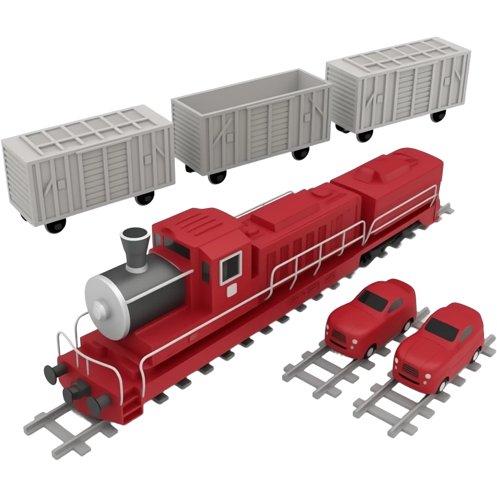 3d miniature red freight train emoji