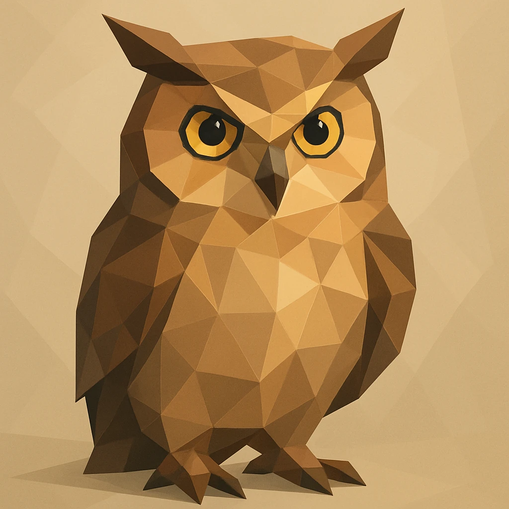 stylized owl low-poly emoji