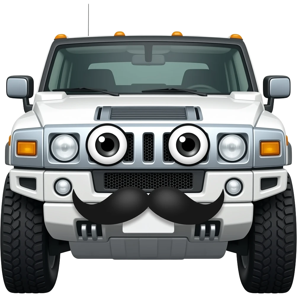 white court hummer with eyes and mostache japan emoji