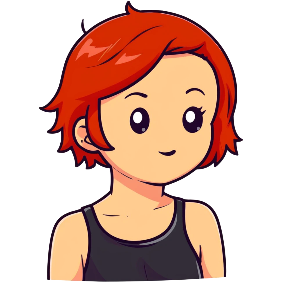 girl with short red hair and flat chest emoji