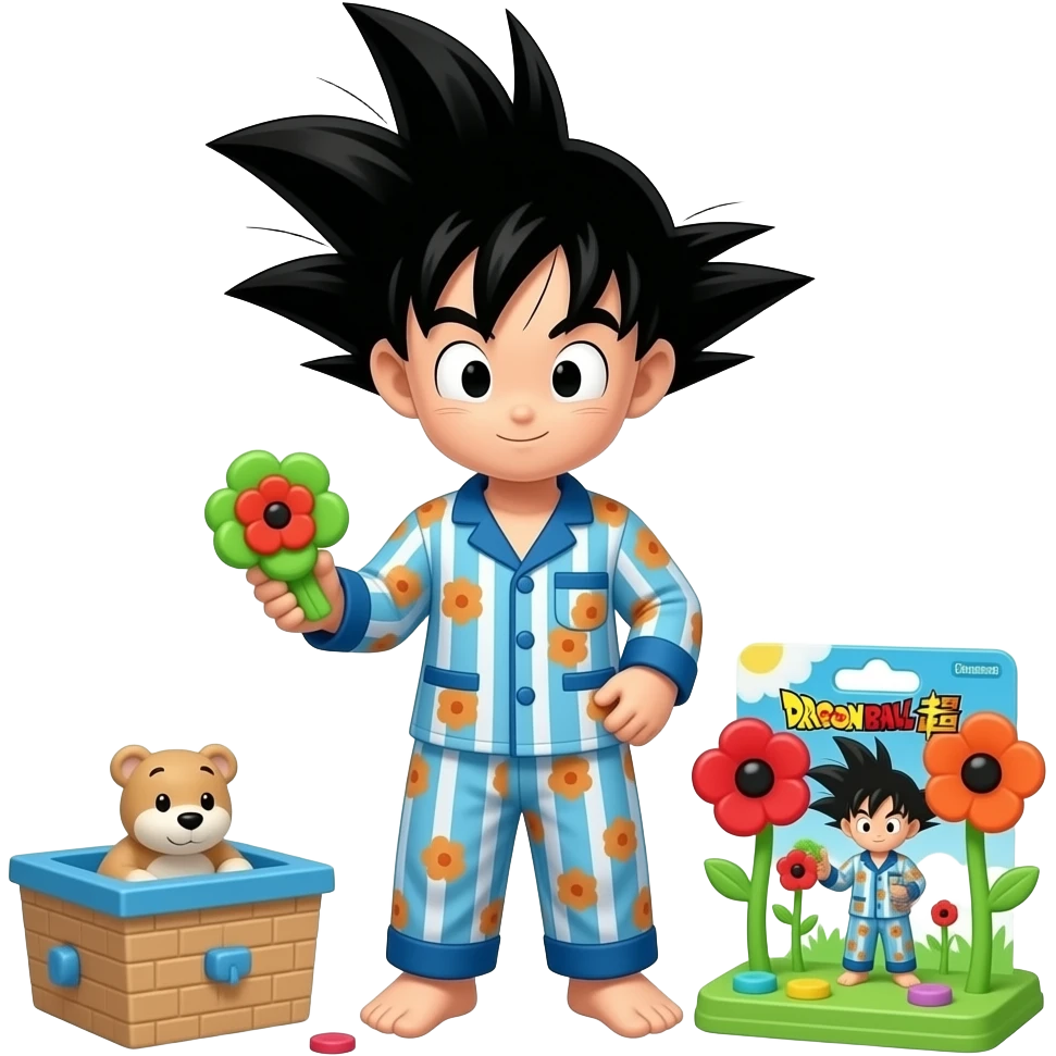 Doui de poppy playtime en pijama qui Mans son goku qui est dans le pijama emoji