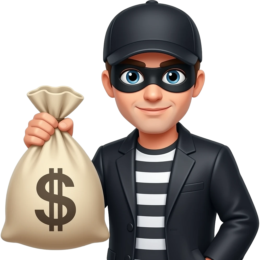 Robber emoji holding a money bag emoji