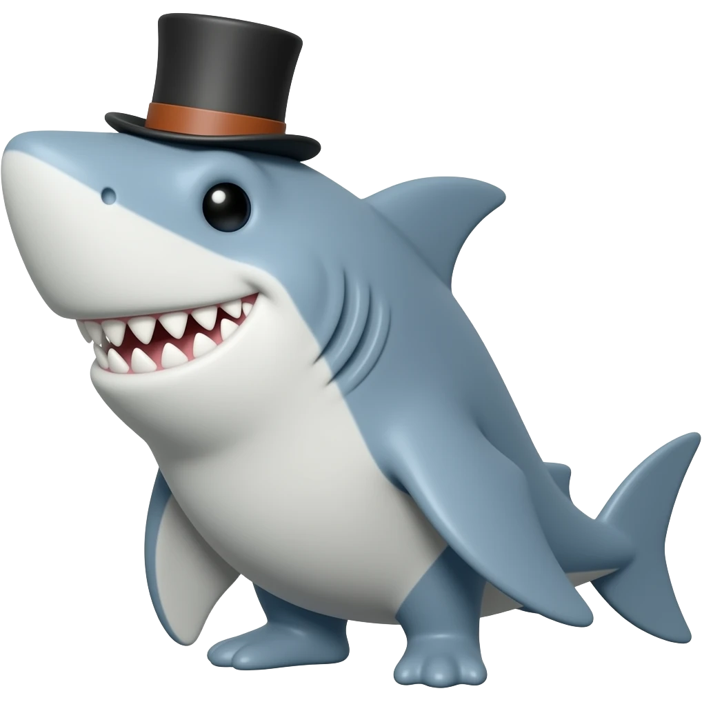 Shark with a top hat emoji