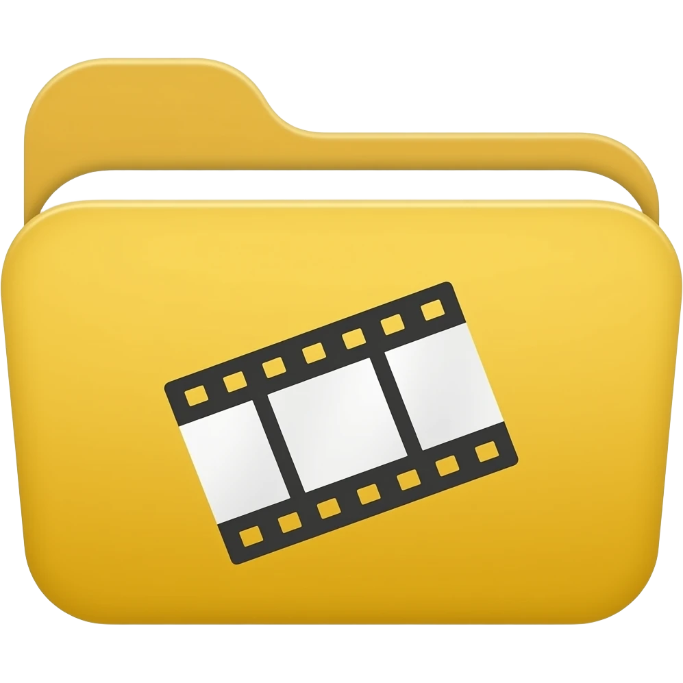 Film Mattas: Yellow folder with a film strip icon. emoji