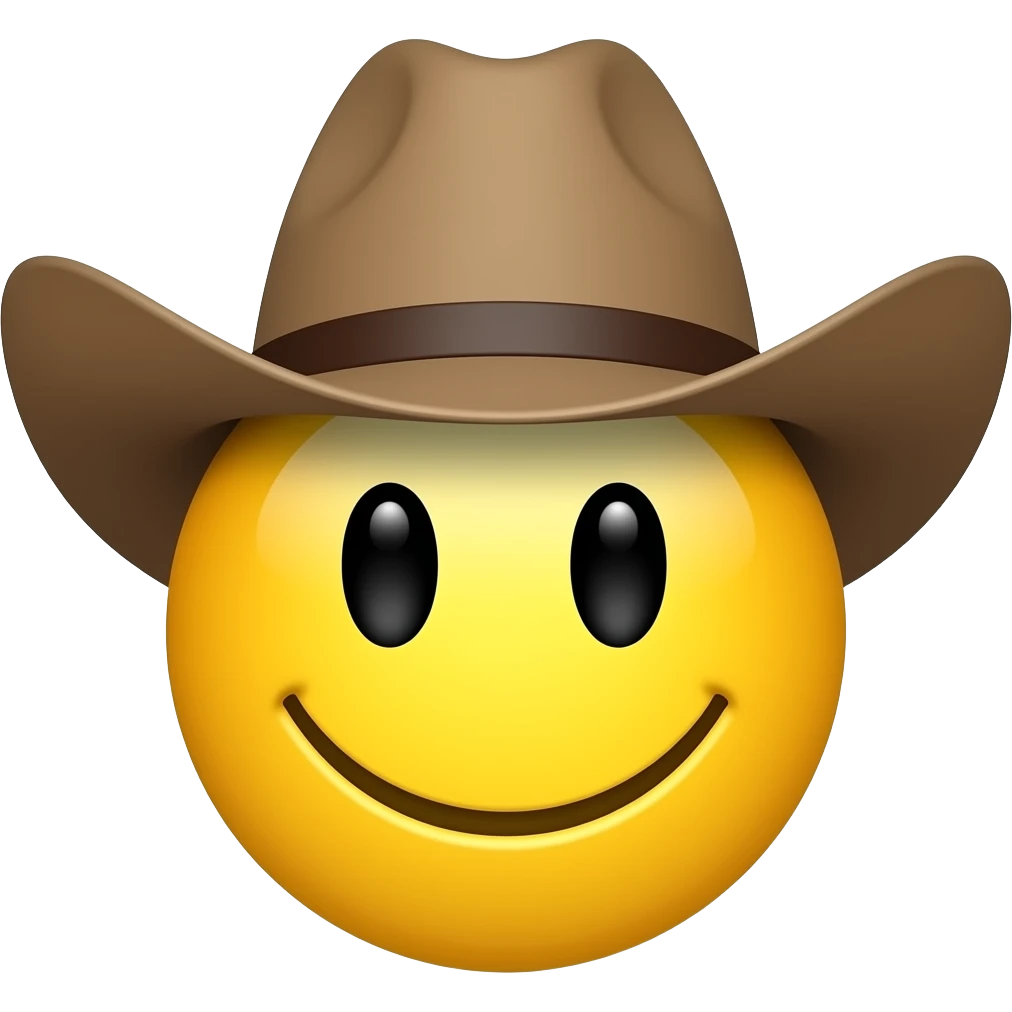 Cowboy hat yellow smiely emoji