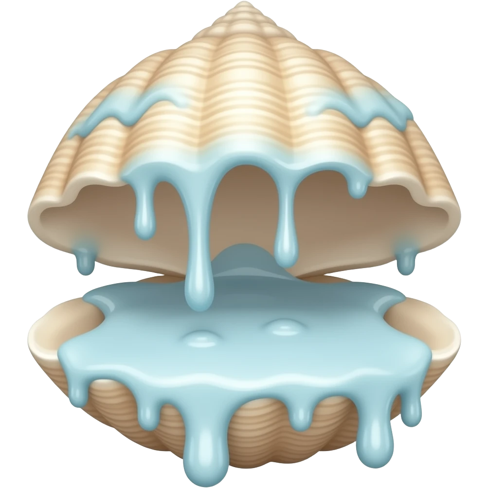 shell opening with strings of transparent goo emoji