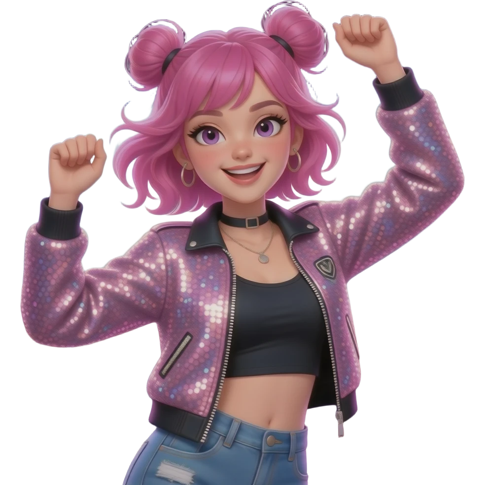 Funky Pink hair at concert emoji