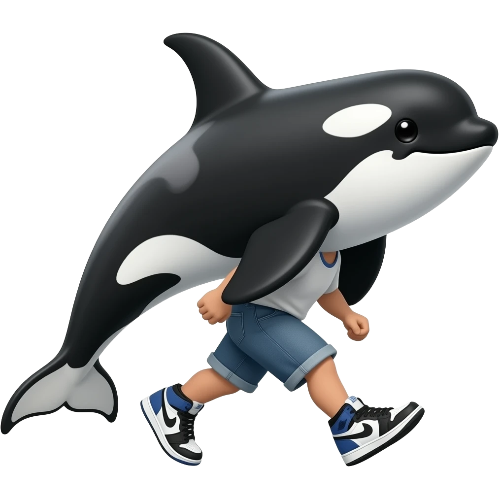Orca walking with Nikes emoji