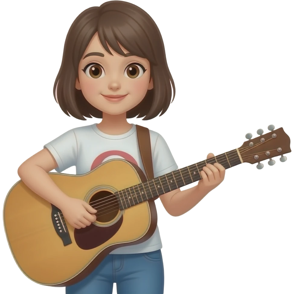 Emoji de uma menina tocando violão emoji