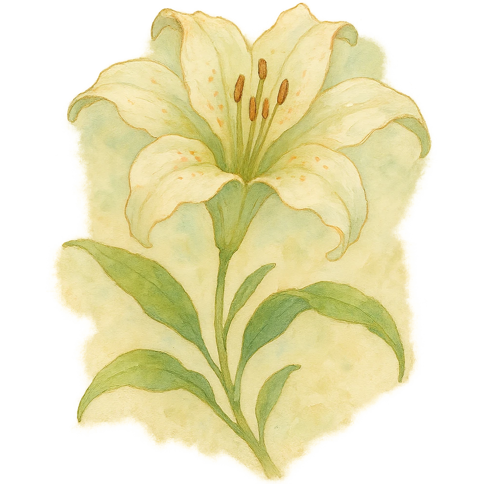 lily flower, natural colors, soft, fairy-like atmosphere, no background, square size emoji