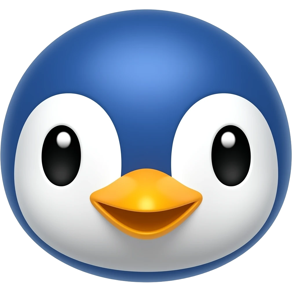 vibrant blue penguin portrait emoji