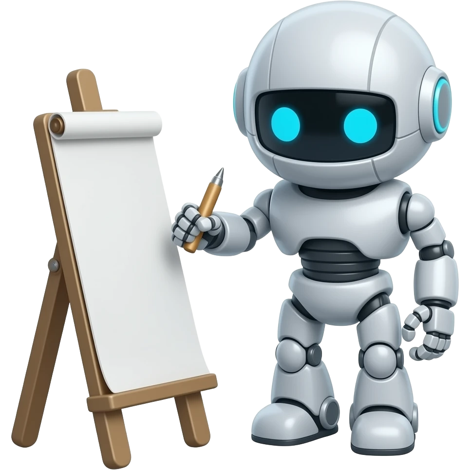 A robot is writing emoji