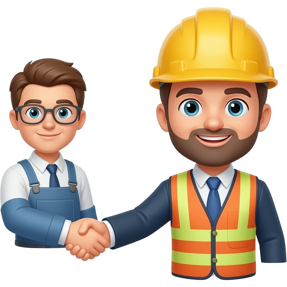 emoji shake hands with engraneer emoji