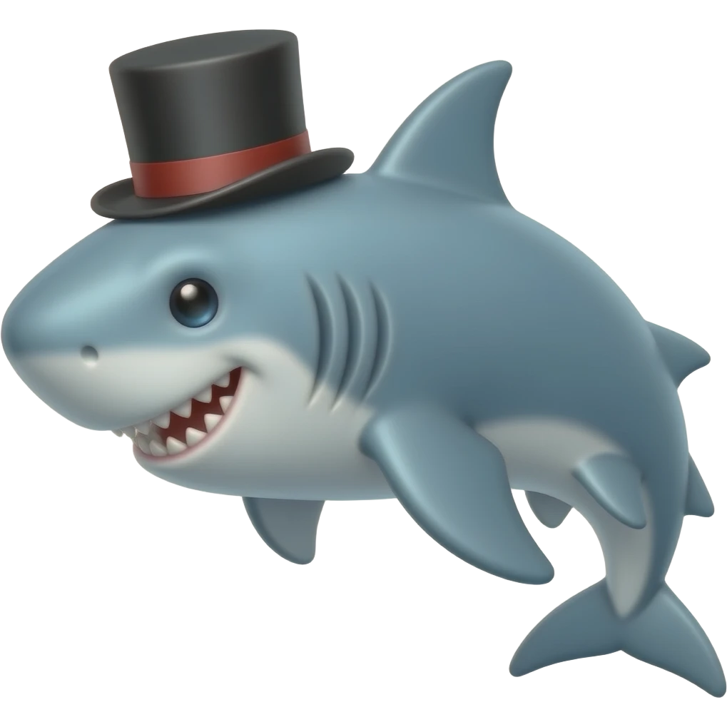 Shark with a top hat emoji