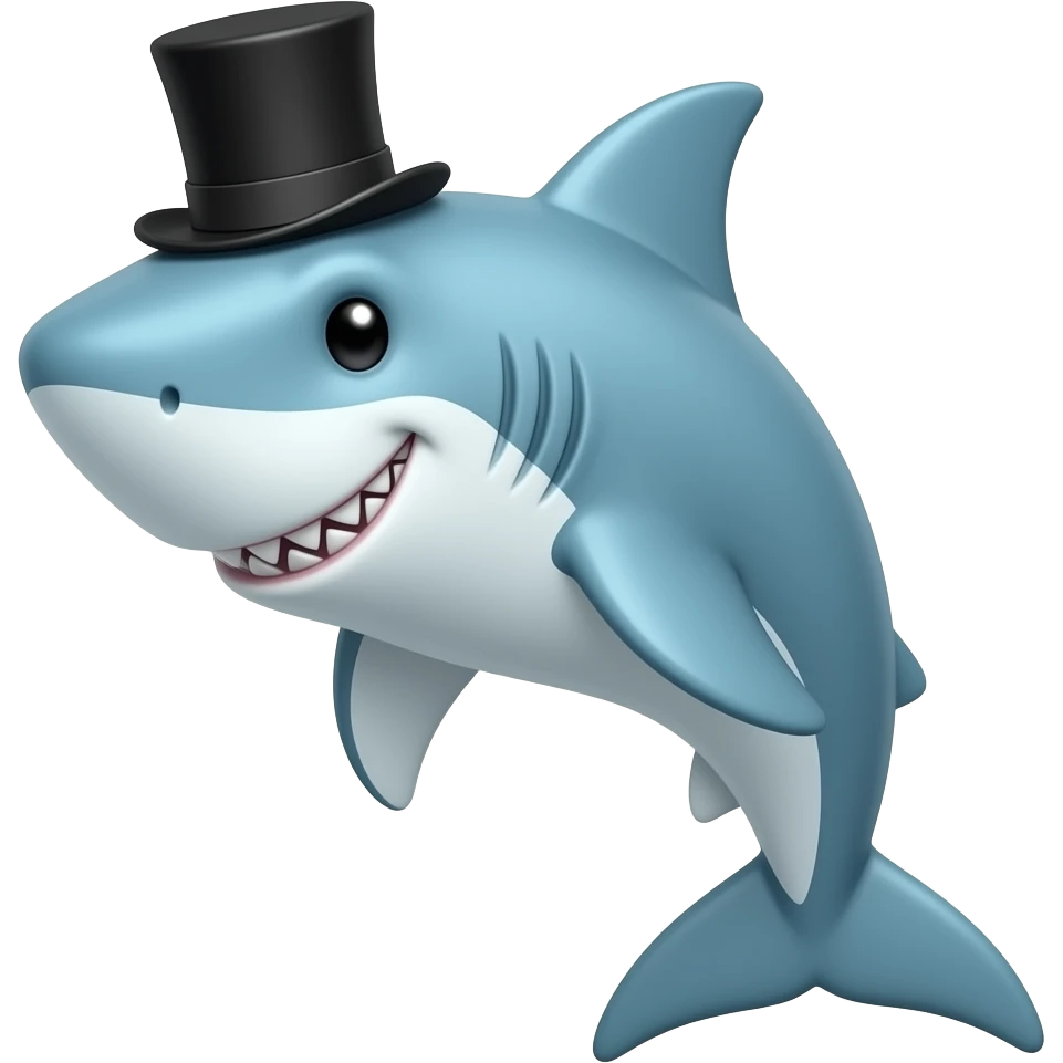 Shark with a top hat emoji