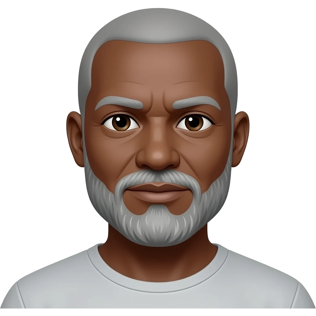 55 year old black male with grey bearded and bald headed emoji