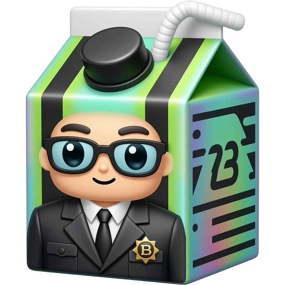 Kawaii juice box that looks like a spy emoji