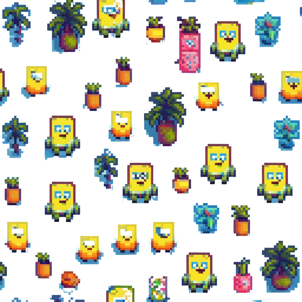 SpongeBob SquarePants, pixel art style, blocky and retro, bright colors emoji