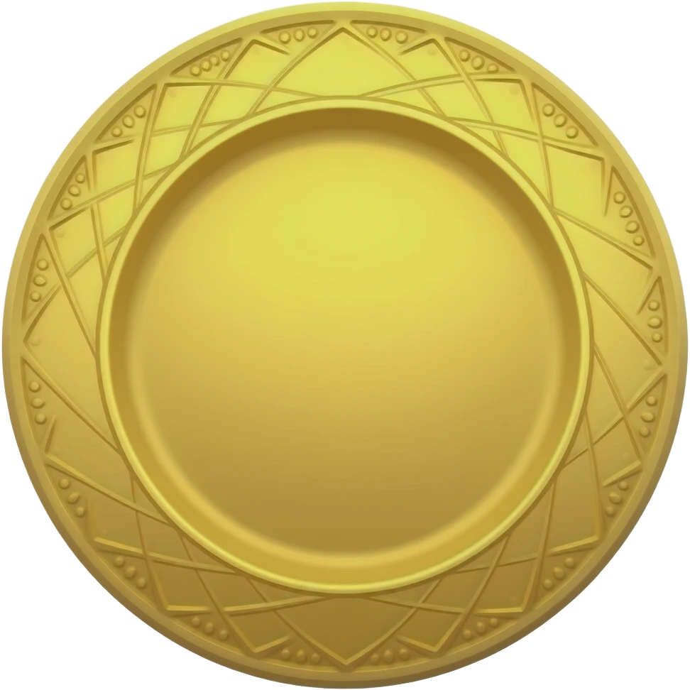 Круглая плоская золотая резная тарелка emoji
