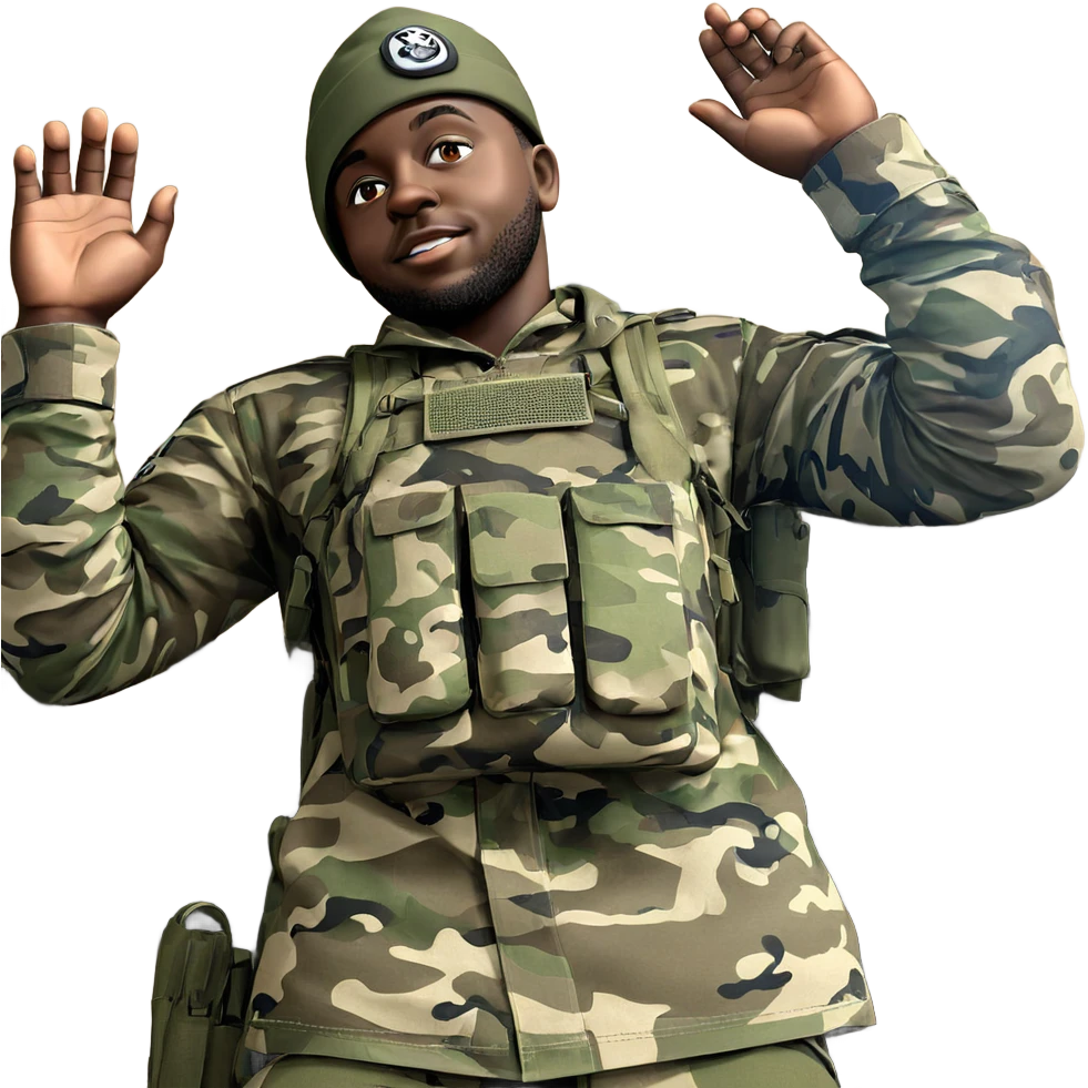 military boy in camouflage hat emoji