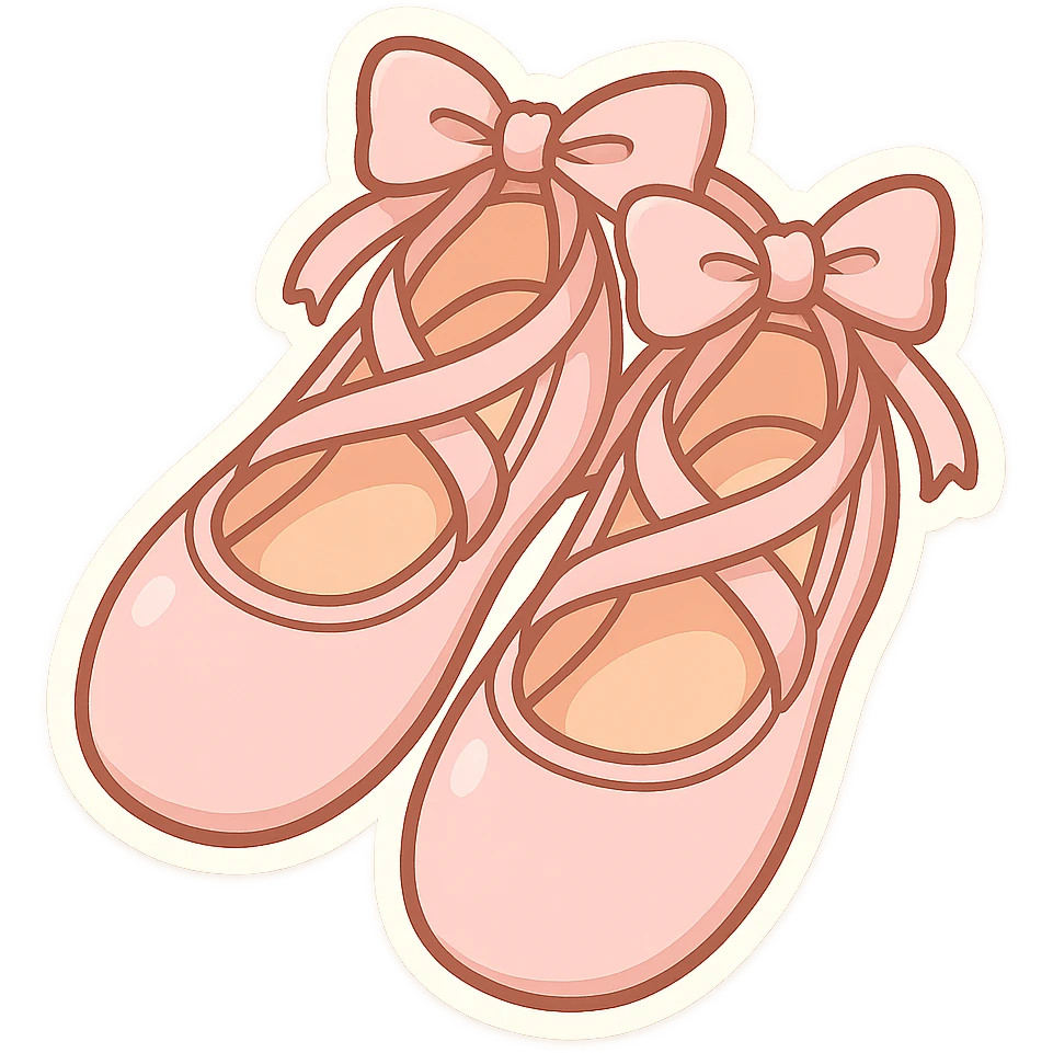 a pair of light pink ballet shoes with bow tie straps, cartoon style emoji