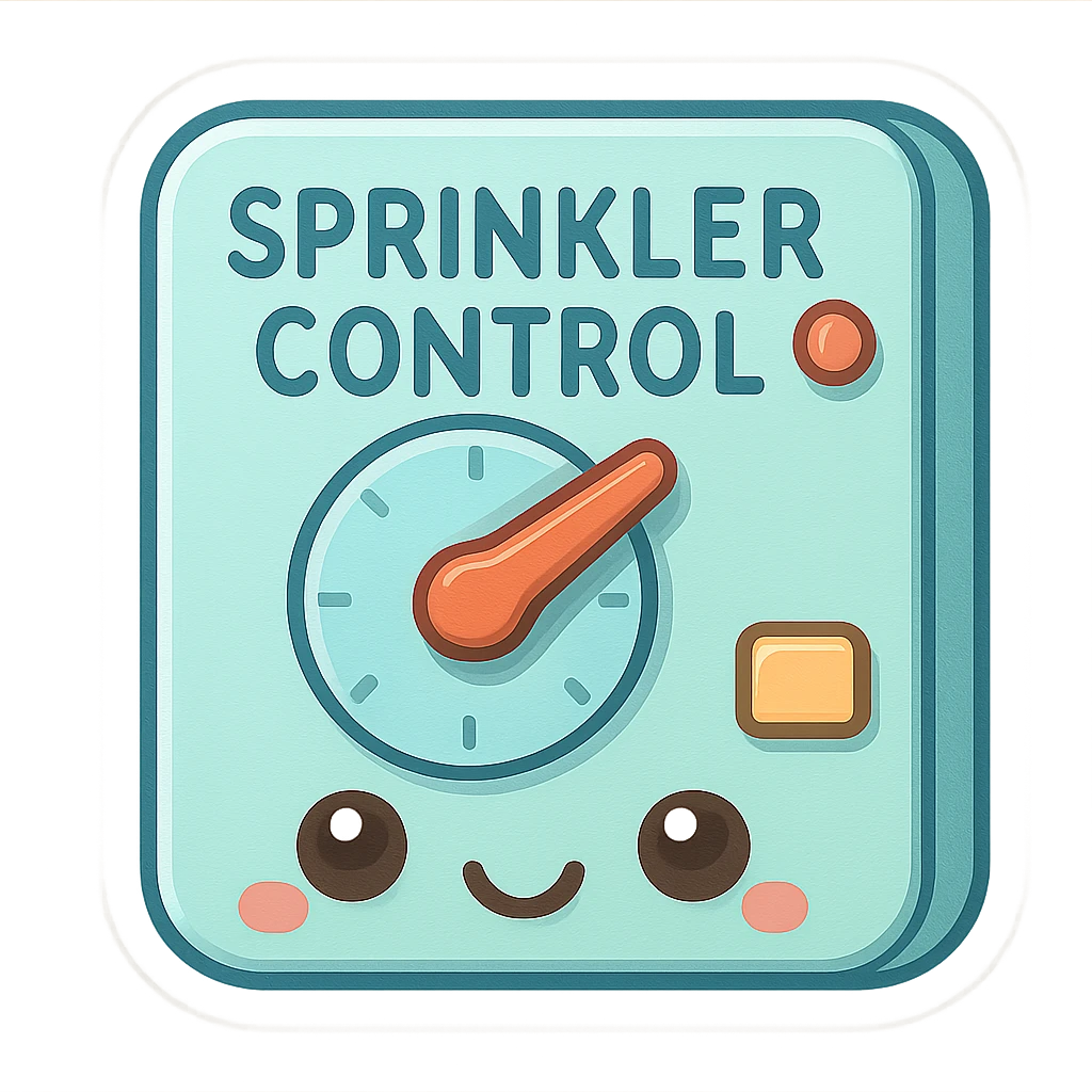 sprinkler control box, cartoon style, friendly look, cute, colorful emoji