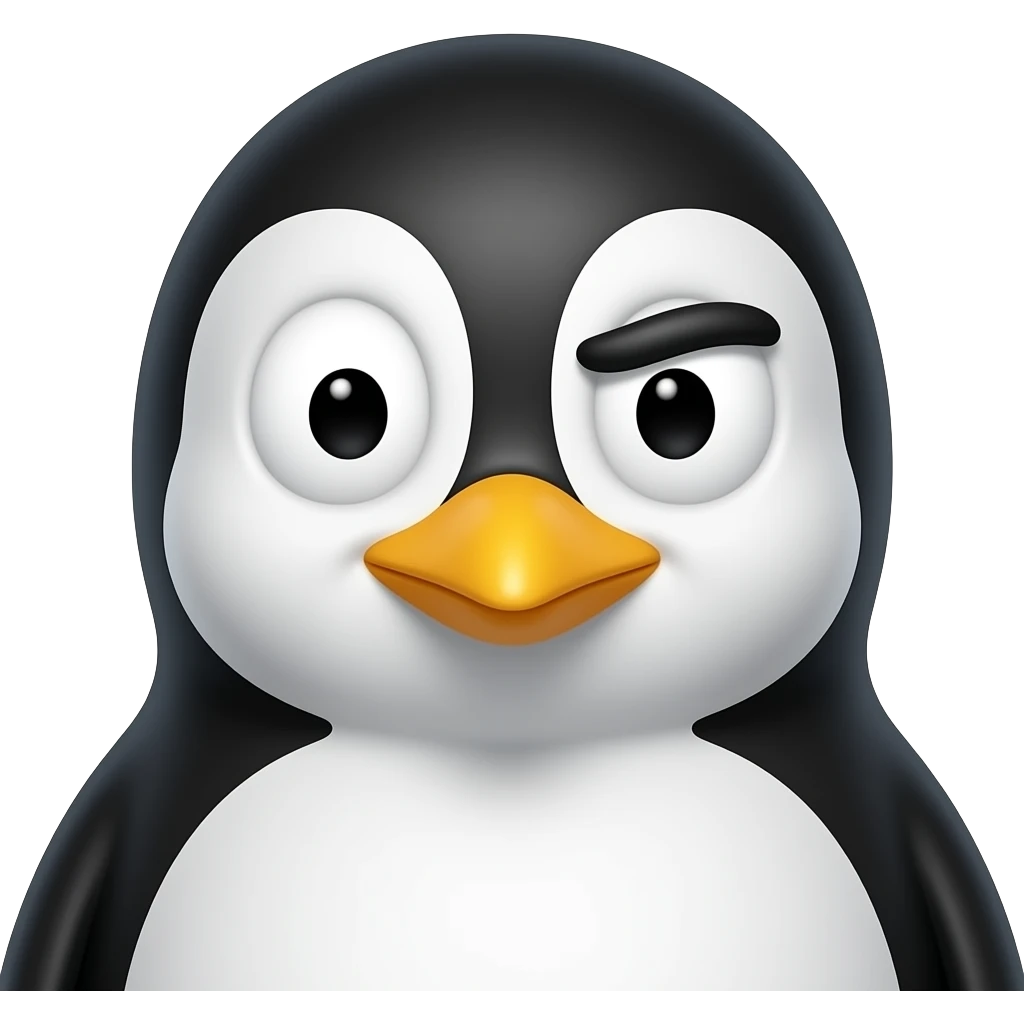 suspicious penguin one eyebrow raise emoji