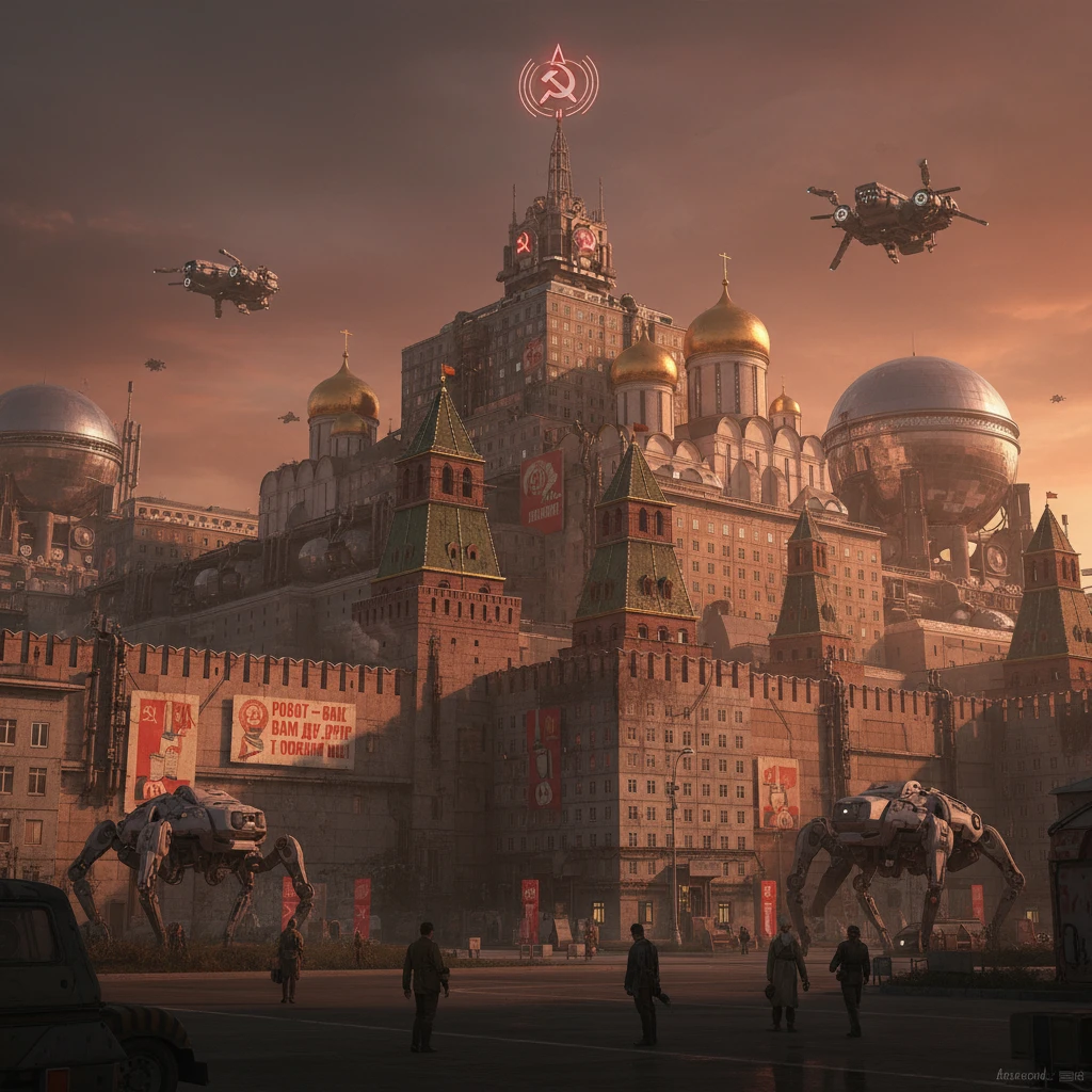 Московский Кремль, но как будто его скрестили с панельками Хрущева.

В стиле Atomic Heart emoji