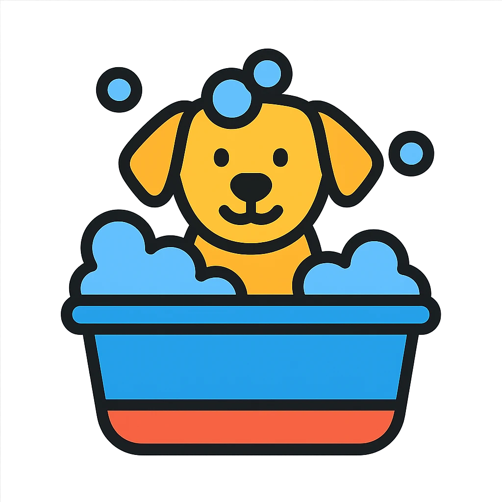 a dog taking a bath emoji