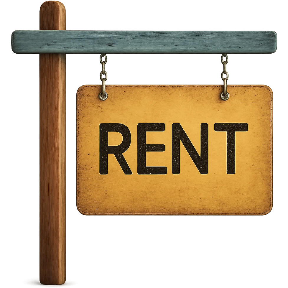 Make the rent sign board look realistic with a photo-like appearance, keep the background transparent. emoji