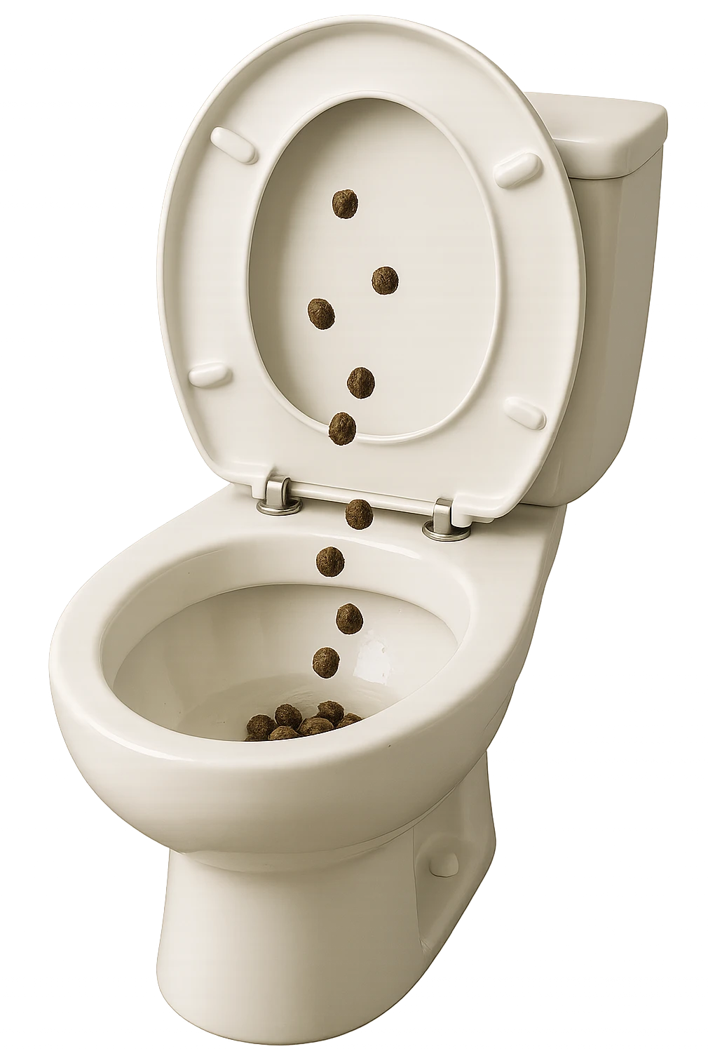 wc dentro cui cadono feci di animale a pallini, iperrealistico 4k emoji
