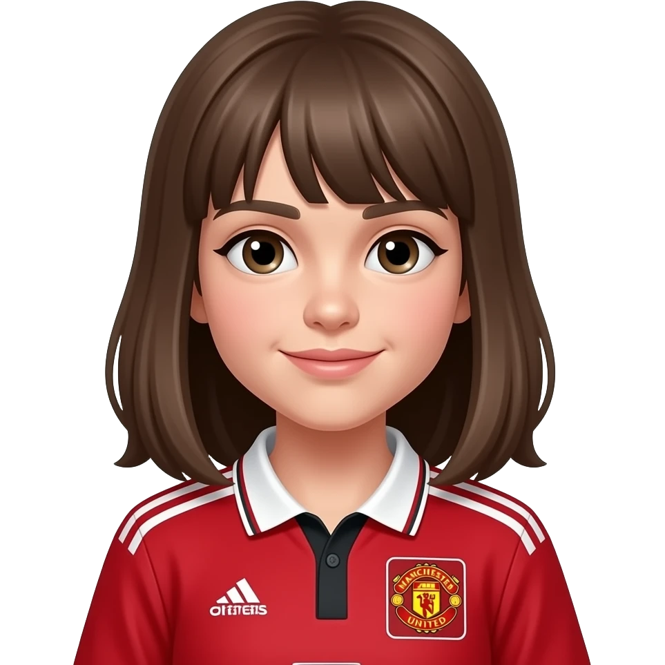 Girl brown hair Manchester United fan emoji