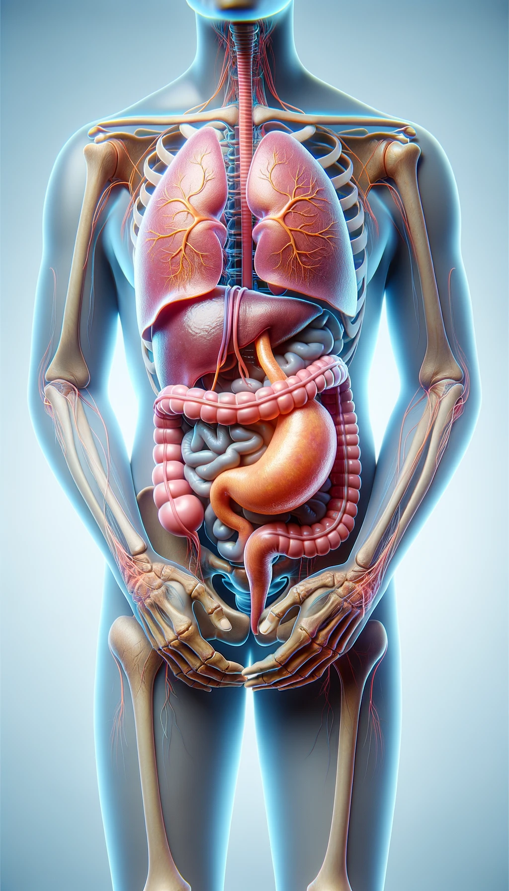 cistifellea umana anatomica realistica e intestino sono collegati nel dolore, sfondo chiaro emoji
