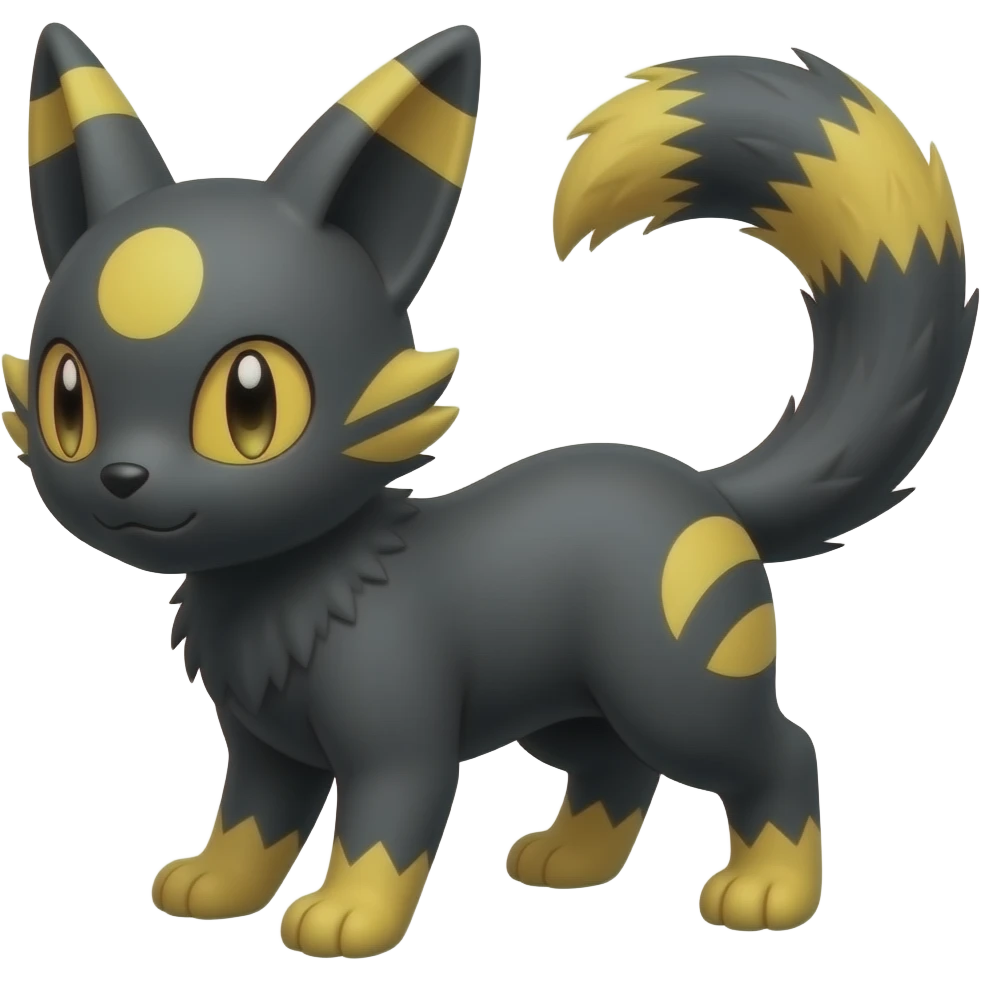 Umbreon-Furret-Absol-Vernid-Litten-fusion-hybrid-animal-creature with tufted ears, tufted tail emoji