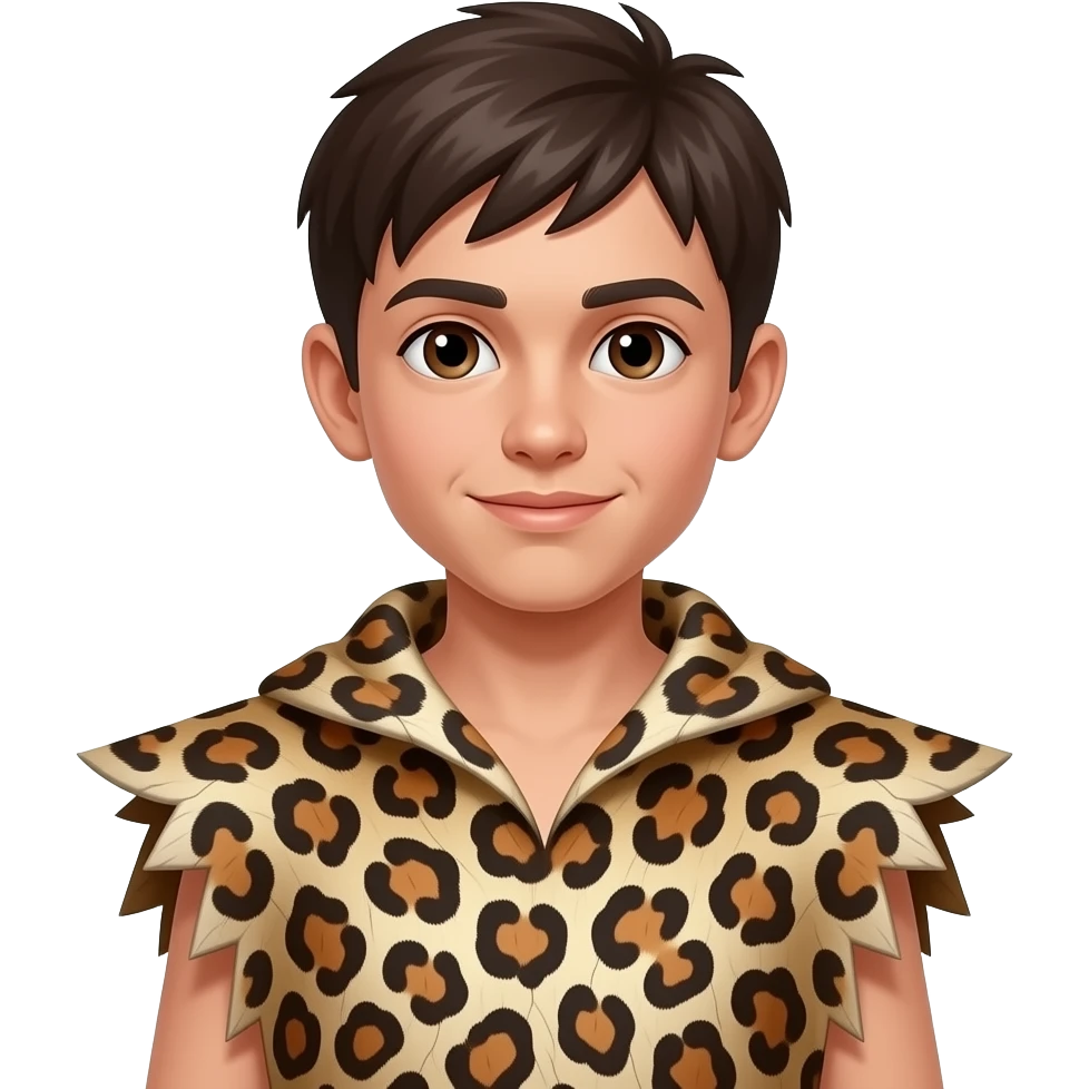 male kid with a leopard ancient skin dress emoji