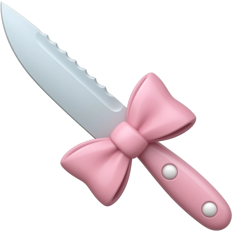 Pastel pink knife with a pastel pink bow tie emoji