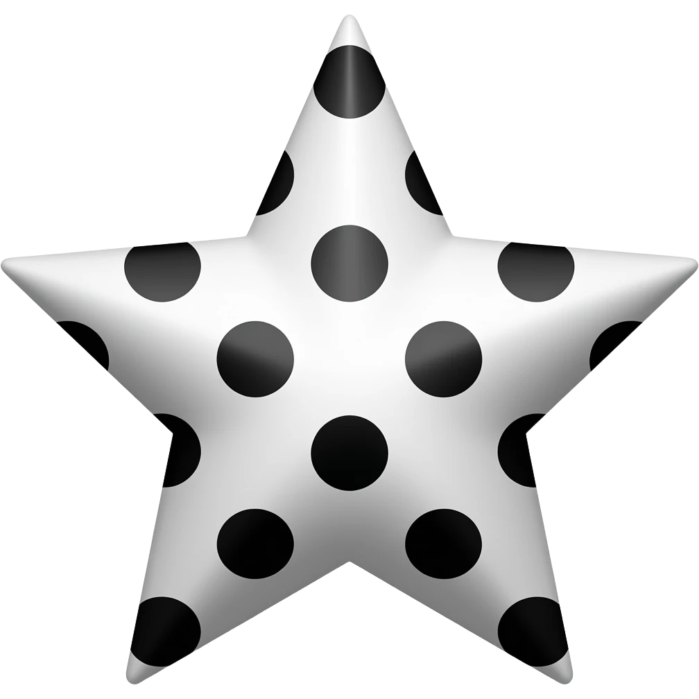 white with black polka dot star emoji