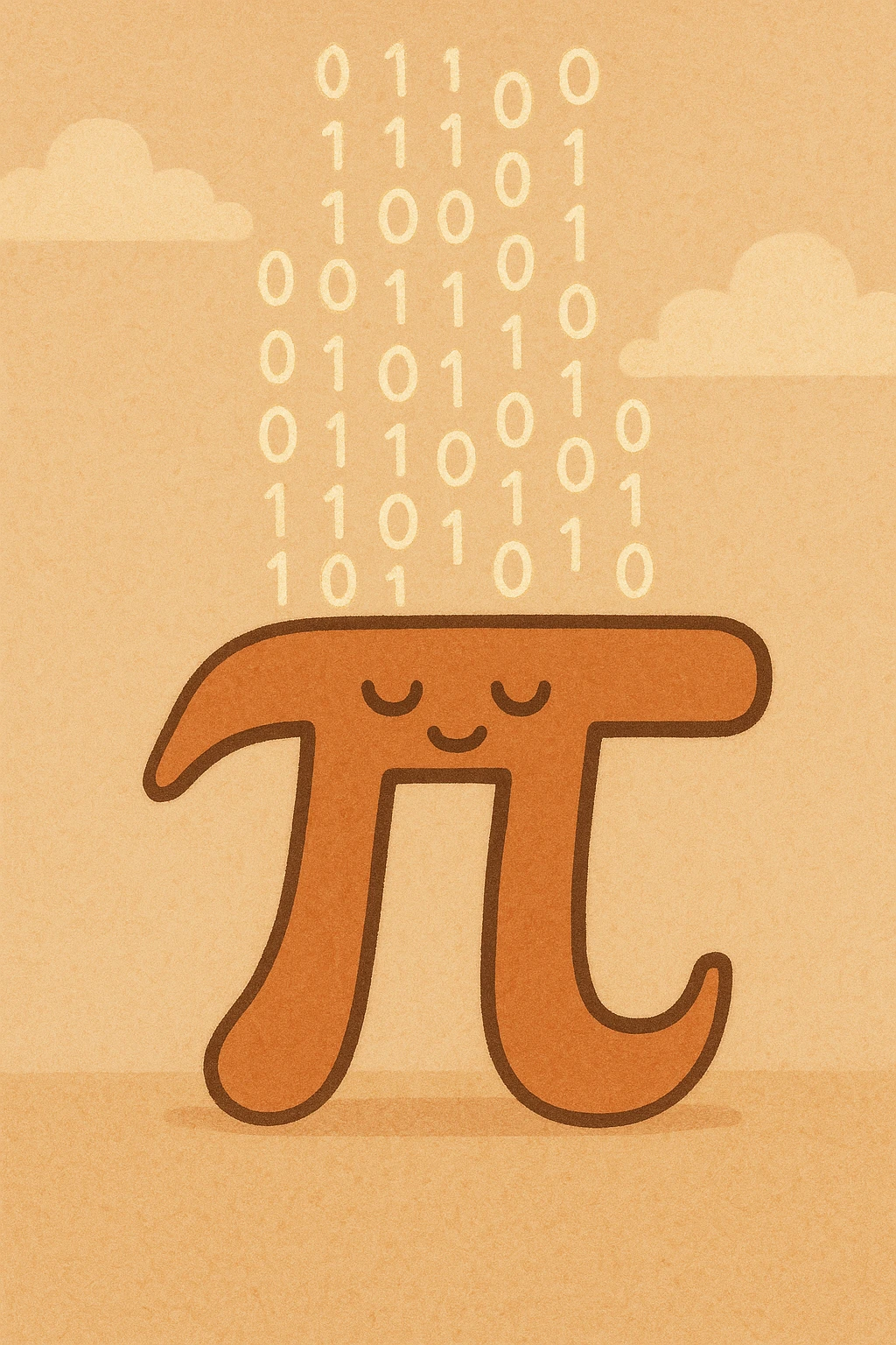  combine the π (pi) math symbol, binary code emerging from it. emoji