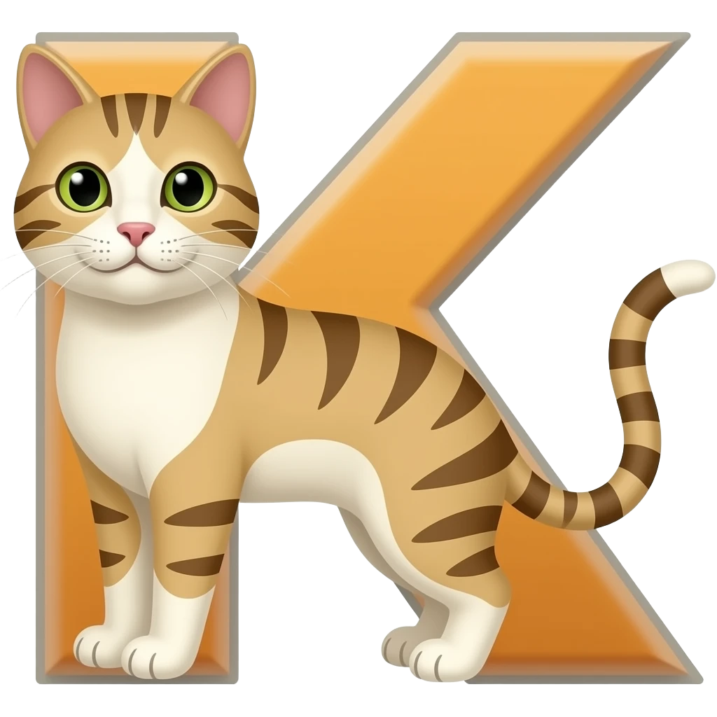 Letra K com um gato emoji