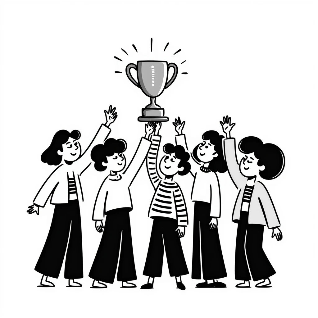 team celebrating with trophy emoji