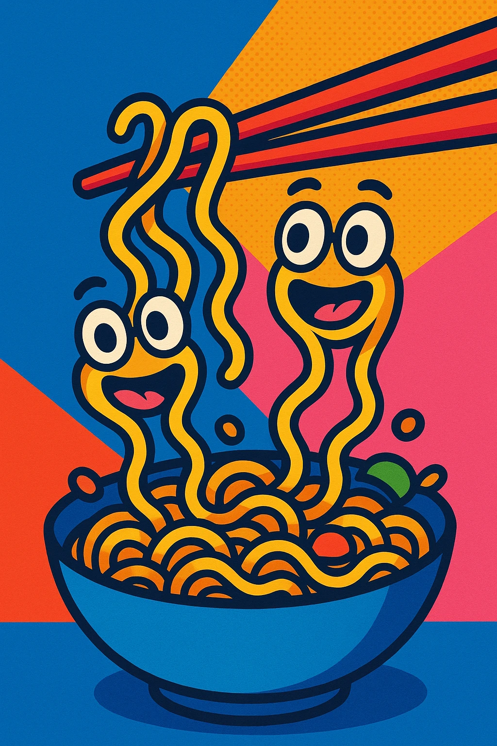 text: 2 w noodles in vibrant toon style emoji