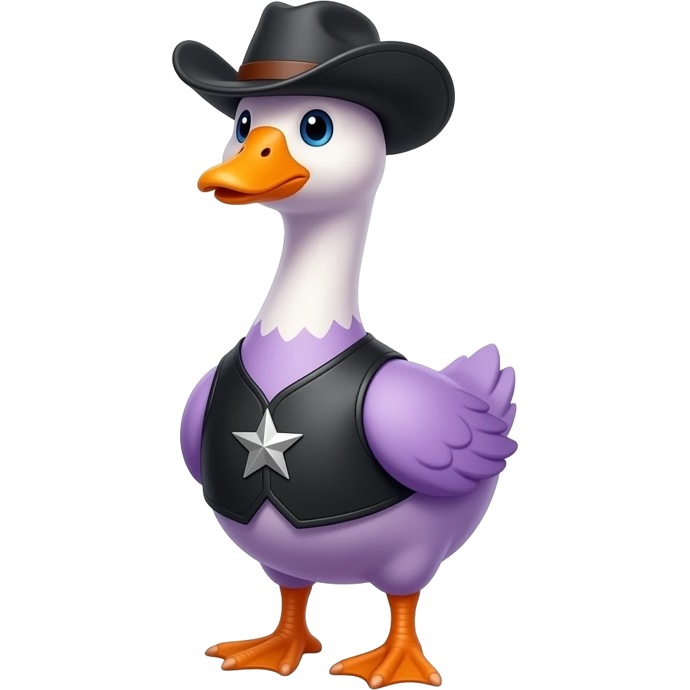 orange, purple goose black vest with a silver star cowboy emoji
