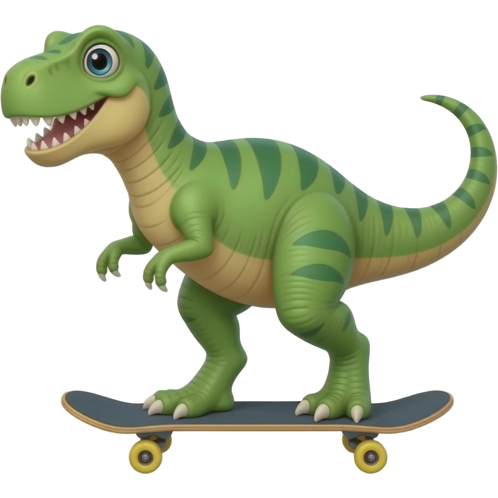 Dinosaur on a skateboard emoji