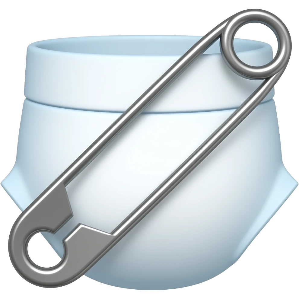 diaper emoji with large safety pin emoji