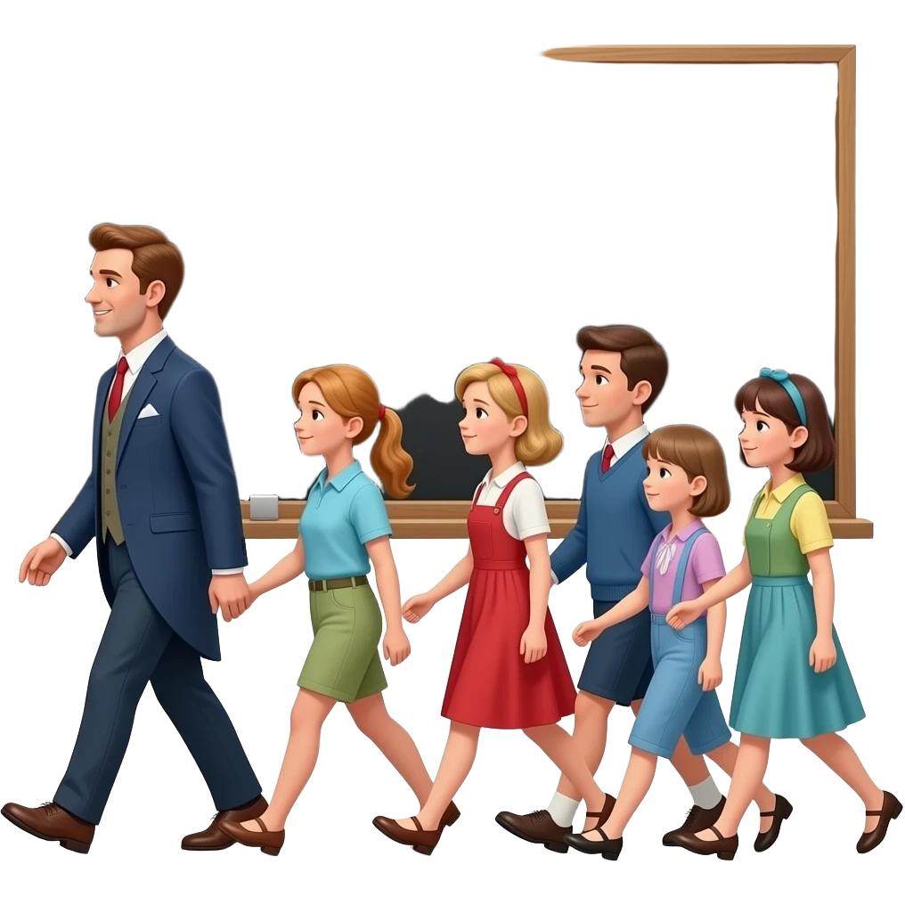 John jacob jingleheimer schdimt six children are marching in the blackboard emoji