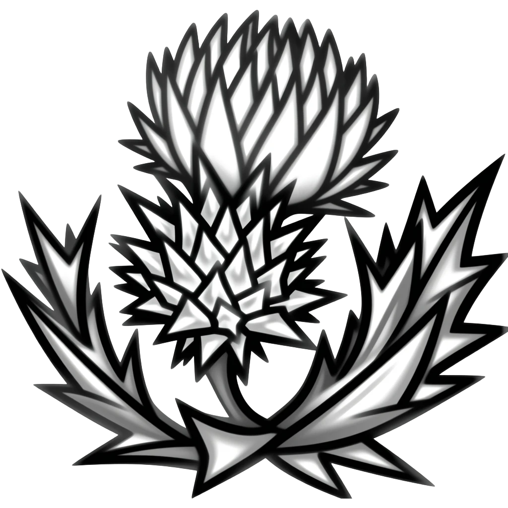 only black coloured outline of a thistle emoji